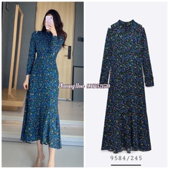 Váy dáng dài in hoa dài tay Zara Auth New Tag có sẵn 9584/245 9584245