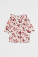 Váy hoa dài tay Patterned Ruffled Dress H&M Auth New Tag có sẵn 0928138009