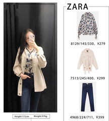 Áo sơ mi lụa in hoa dáng rộng tay nơ Zara Auth New Tag có sẵn 8129/145 8129145