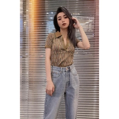 Áo cổ V Polo dáng ôm Zara Auth New tag có sẵn 1014/358 1014358