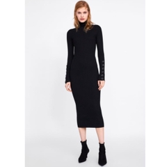 Váy len co dãn dáng body cổ cao Zara Auth New tag có sẵn 3471/005 3471005 bầu nhỏ mặc được