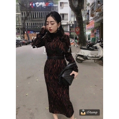 Váy len nhẹ dáng dài cổ cao Zara Auth new tag có sẵn 5643/324 5643324 bầu nhỏ mặc được