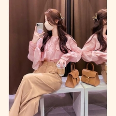 Áo blouse xếp lớp Zara croptop Auth new tag có sẵn 1971/065 1971065