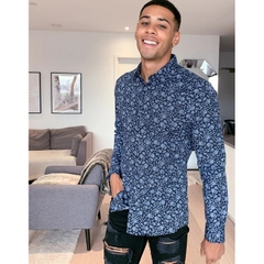 Áo sơ mi nam Burton Menswear UK Auth new tag (burton menswear muscle fit floral shirt navy)