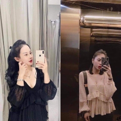 Áo kiểu ren cổ V dáng babydoll Zara Auth new tag có sẵn 7521/086 7521086