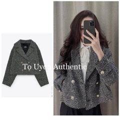 Áo khoác dạ dáng ngắn rộng khuy vàng Zara Auth New Tag có sẵn 8500/160 8500160