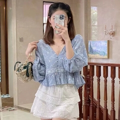 Áo blouse thêu họa tiết dáng ngắn Zara Auth New Tag có sẵn 5770/033 5770033