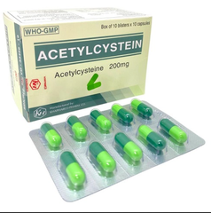 Acetylcystein 200mg Khapharco (Hộp 10 vỉ x 10 viên)