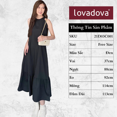 [HCM] Đầm dáng xòe, cách điệu cổ yếm Lovadova 21D03C001 - Đen