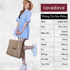 [HCM] Áo sơ mi kiểu, cách điệu tà ao dài, nơ hai bên ống tay áo Lovadova 21B06C002 - Xanh dương