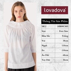 [HCM] Áo kiểu nữ cổ nhún Lovadova 18B09C005 - Trắng