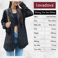 [HCM] Áo khoác vest kiểu, dài tay, cách điệu có túi hai bên Lovadova 21O12C003 - Đen