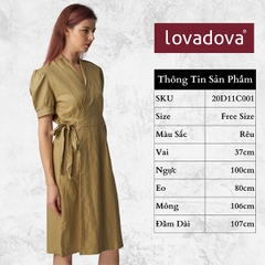 [HCM] Đầm cổ vest cột eo Lovadova 20D11C001 - Rêu