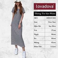 [HCM] Đầm dáng suông, ngắn tay Lovadova 20D01C005 - Sọc đen