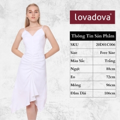 [HCM] Đầm 2 dây nhún thân trước Lovadova 20D01C006 - Trắng