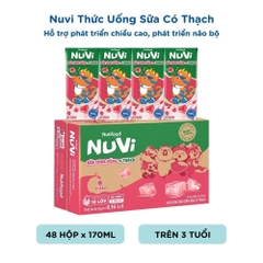 [Thùng 48 hộp] Nuvi Sữa Chua Uống Hương Dâu Có Thạch Hộp 170ml