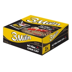 [THÙNG 30 GÓI] 3 Miền Gold Mì Tôm Chua Cay Đặc Biệt Nước Cốt Tôm Và Thịt Gói 75g