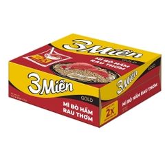 [THÙNG 30 GÓI] 3 Miền Gold Mì Bò Hầm Rau Thơm 2X Nước Cốt Bò Hầm Gói 75g
