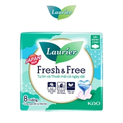 Laurier Băng vệ sinh Fresh & Free Siêu mỏng Cánh 8 miếng