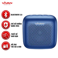 Loa TWS Bluetooth 5.0 VIVAN VSI - Chuẩn chống nước IPX5 - Công suất 5W - 8H playtime hỗ trợ thẻ nhớ & USB - Xanh