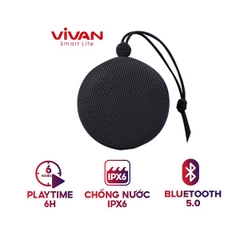 Loa Bluetooth VIVAN VS2 - Công suất 5W - Chống nước IPX6 - 6h phát nhạc - Đen