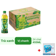 [Combo kèm lốc 12 chai nước tinh khiết] [Thùng 24 chai] Không Độ Trà Xanh Vị Chanh Chai 455ml_901115