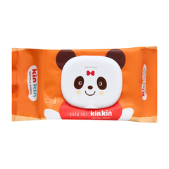 Khăn ướt vệ sinh Kin Kin 100 tờ, có nắp, không mùi (gấu cam)