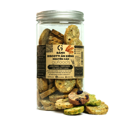 Bánh Biscotti ăn kiêng nguyên cám GUfoods - Hũ 300g - Mix 3 vị (Nguyên bản + Matcha + Socola)