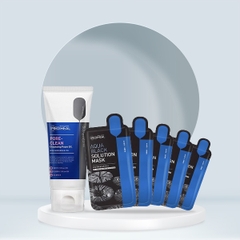Combo sạch sâu: 1 Sữa rửa mặt than hoạt tính Mediheal Pore-Clean Charcoal Cleansing Foam 170g và 5 Mặt nạ than hoạt tính loại bỏ bã nhờn, giảm mụn đầu đen, mụn cám Mediheal  Aqua Black Solution Mask - Miếng 23g