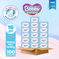 [THÙNG 16 GÓI] Khăn ướt Bobby Care không hương/có hương - gói 100 tờ