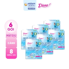[THÙNG 48] Diana Băng vệ sinh Sensi Cool Fresh siêu mỏng cánh/không cánh gói 8 miếng/gói