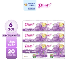 [COMBO 6] Diana Băng vệ sinh hàng ngày Sensi kháng khuẩn 20 miếng/gói