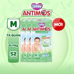 [COMBO 3] Bobby Tã bỉm Quần Antimos Xua Muỗi M52/L50/XL48/XXL46 miếng cho bé