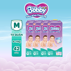 [COMBO 4] Bobby Tã bỉm quần M42/L36/XL32/XXL28/XXXL24 Siêu khô thoáng