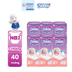 [COMBO 6] Bobby Miếng lót sơ sinh Newborn 2 - NB2 40/60 miếng Siêu khô thoáng cho bé