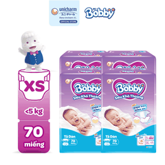 [COMBO 4] Bobby Tã bỉm dán XS70/S54/M46 Siêu khô thoáng