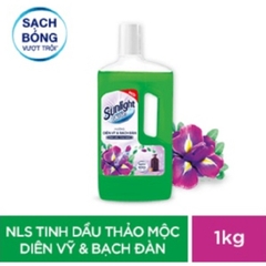 Nước lau sàn Sunlight tinh dầu thảo mộc hương diên vỹ và bạch đàn  - Chai 1kg