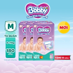 [COMBO 3] Bobby Tã bỉm quần M56/L48/XL42/XXL38/XXXL31 Siêu khô thoáng (cộng miếng ngẫu nhiên)
