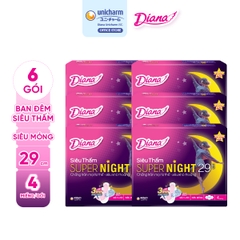 [COMBO 6] Diana Băng vệ sinh Siêu thấm Super Night 29cm 4 miếng/gói