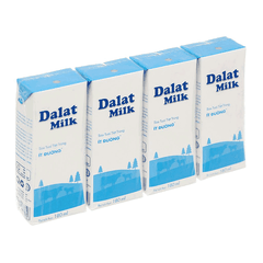 Sữa Tiệt Trùng Dalat Milk Ít Đường 180ml lốc 4 hộp
