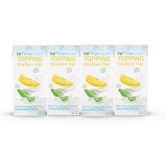 Sữa chua uống tiệt trùng hương dứa tự nhiên TH True YOGURT TOPPING hộp giấy 180ml lốc 4