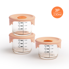 Hộp đựng thức ăn cho bé Lock&Lock LLG508S3ORG có vạch chia 230ml*3 hộp - Nắp silicone