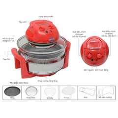 LÒ NƯỚNG THỦY TINH SUNHOUSE SHD410 ĐỎ