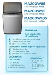 Máy giặt Midea cửa trên 8.5kg MA200W85 tiết kiệm điện (inveter)
