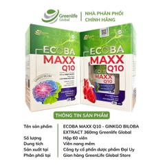 Viên uống bổ não GrnLife Ecoba Maxx Q10 Ginkgo 360mg - lưu thông, tuần hoàn máu não