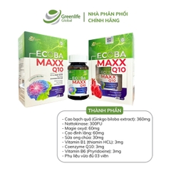Viên uống bổ não GrnLife Ecoba Maxx Q10 Ginkgo 360mg - lưu thông, tuần hoàn máu não