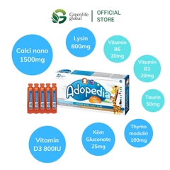 Canxi cho bé GrnLife Adopedia siro vị sữa - Giúp xương chắc khoẻ, tăng chiều cao (hộp 20 ống)