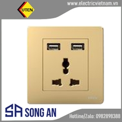 Bộ ổ cắm đơn 3 chấu và 2 ổ sạc USB