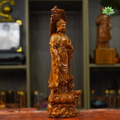 Tượng Phật A Di Đà Ngự Liên Hoa Gỗ Bách Xanh Mộc Châu