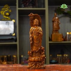 Tượng Phật A Di Đà Ngự Liên Hoa Gỗ Bách Xanh Mộc Châu